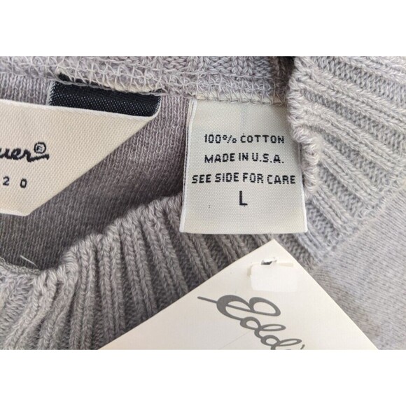 Vintage Eddie Bauer Women's Sweater Gray Full Zip 100% Cotton Made In USA Large - Picture 9 of 12